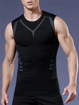 Men's Tight Vest Compression Shirt Breathable Quick Drying Top Sports Workout Gear Wear T Shirt 1