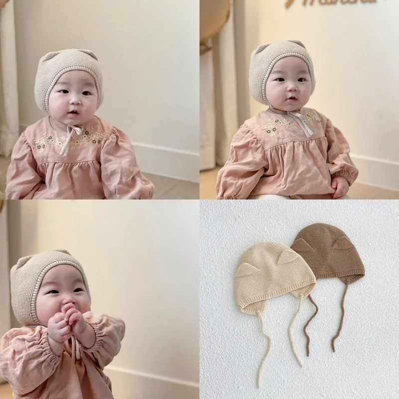 0-4Years Baby Hat Autumn Winter Ear Rabbit Knitted Kid Hat Baby Girls Kids Boys Cute Wool Hat Kids Accessories Newborn
