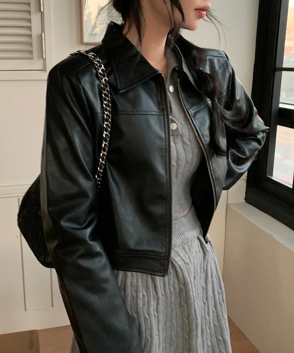 Korean Fashion Two-piece Set Women Pullover Turn-down Collar Crop Top Mini Skirt Solid Casual Suit Autumn New Knitwear Outfits