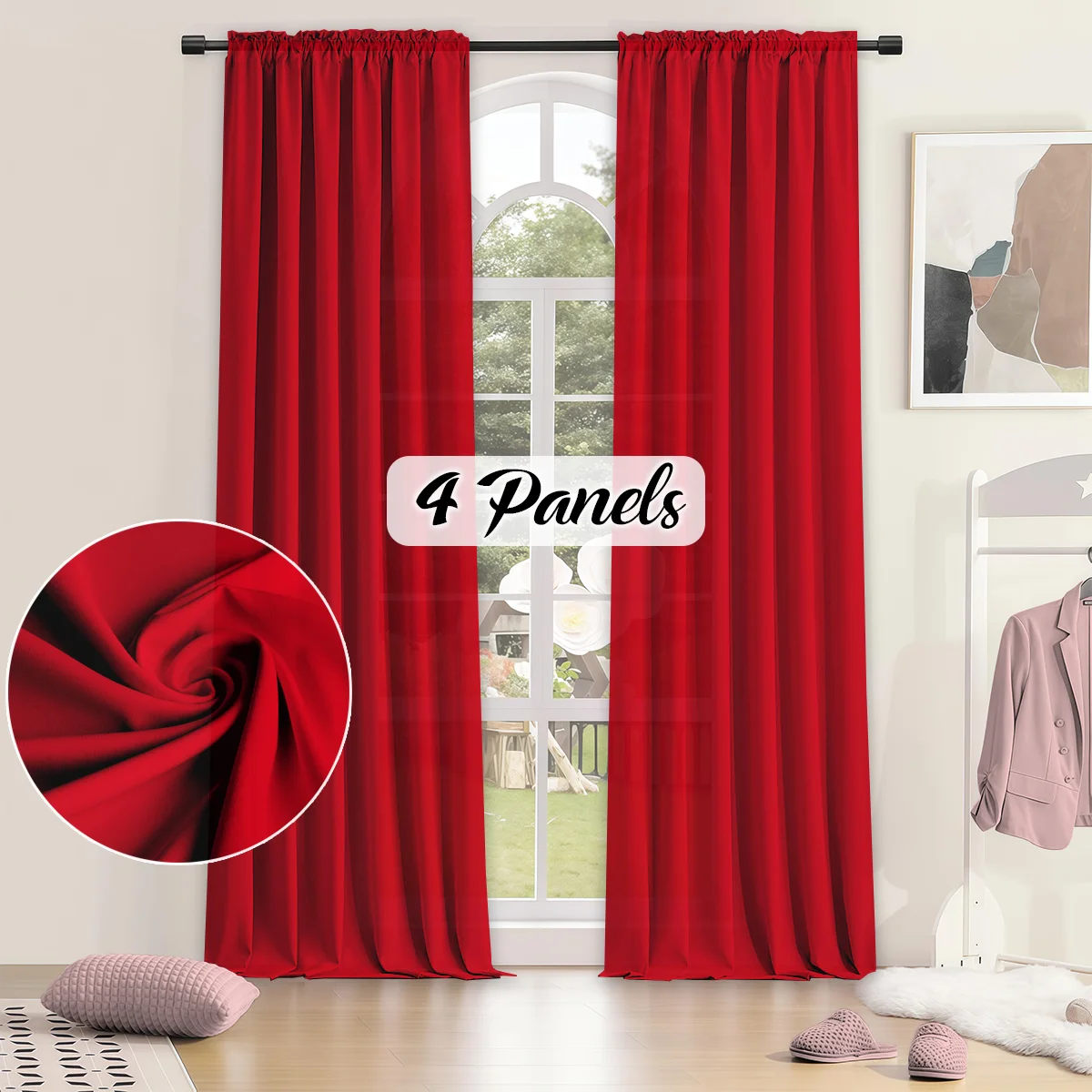 Light filtering rod pocket curtains in grey