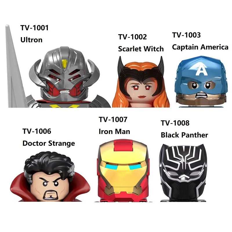Tv6201 Black Panther Doctor Strange Captain America Scarlet Witch Iron Man Ultron Building Blocks Mini Action Figure Toys