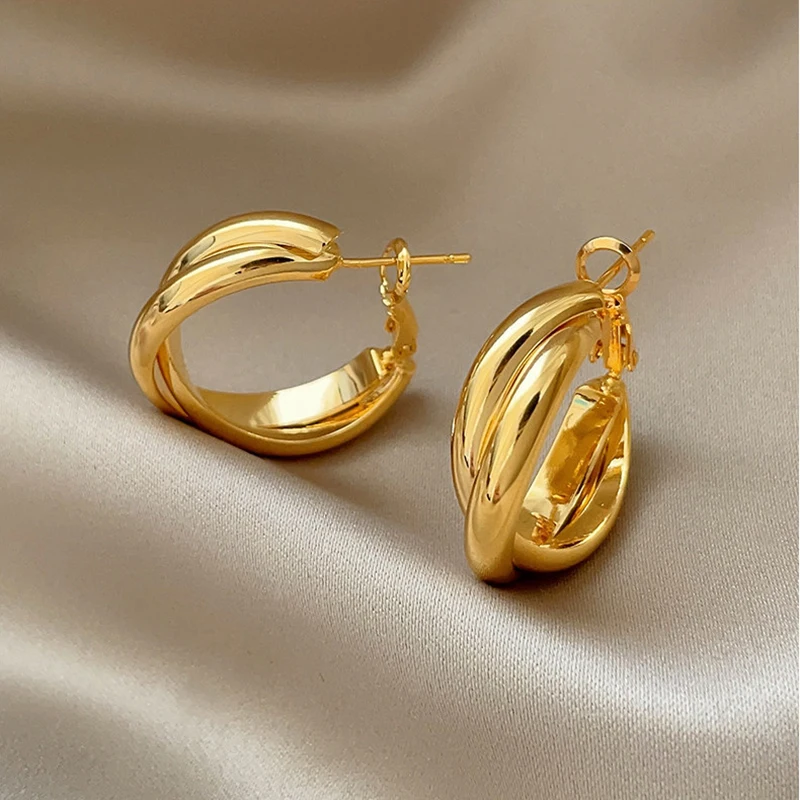 2026 Kreuz-Metall-Creolen Trendiges Minimalistisches Design Europäischer und Amerikanischer Stil Modisches Accessoire für Damen – Detail 6