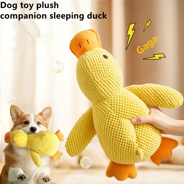 Plush Calming Duck Companion – Durable Squeaky Puppy Chew Toy for Teeth Cleaning 1