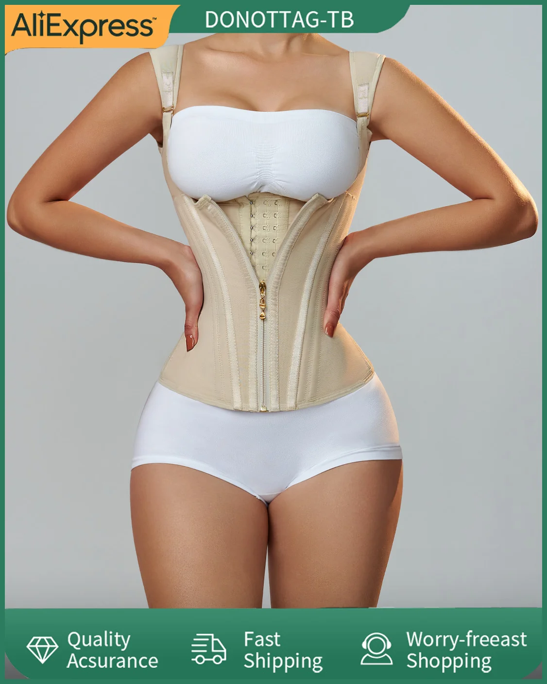 Fajas Colombians Girdles With Row Buckle and Zipper Postpartum BBL Corset Binder Waist Body Shaper for Women Post Surgery