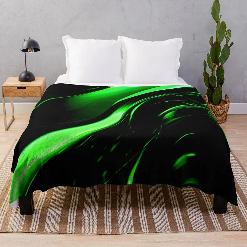 

Lime Florescent Green and Black Swirling Abstract Design Pattern Throw Blanket christmas gifts sofa bed Cute Plaid Blankets