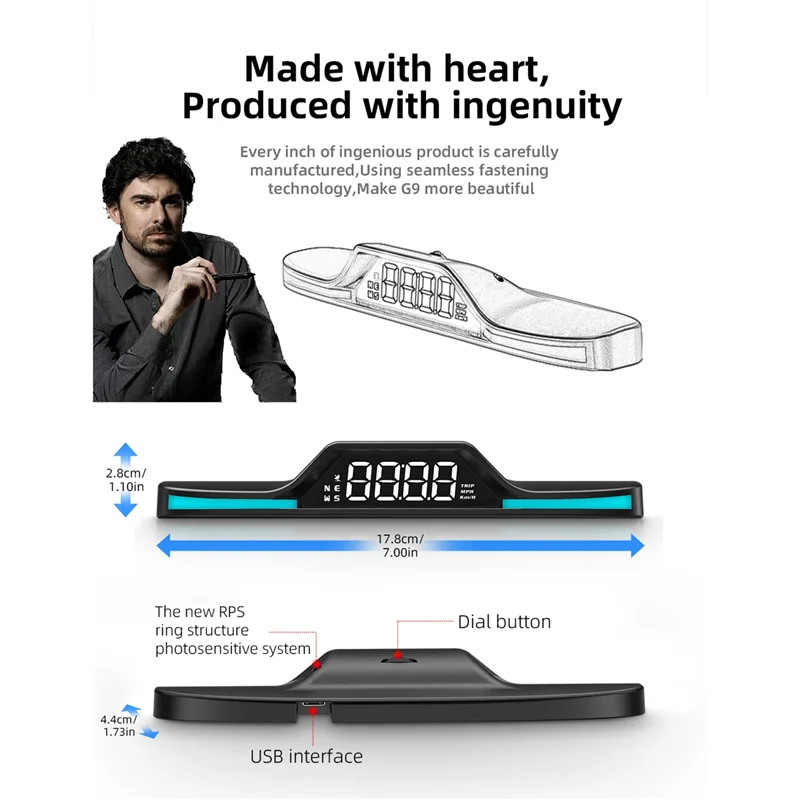 G15 HUD Head-Up Display GPS Speeding Alarm Driving Speed Car Display Universal Replacement Parts