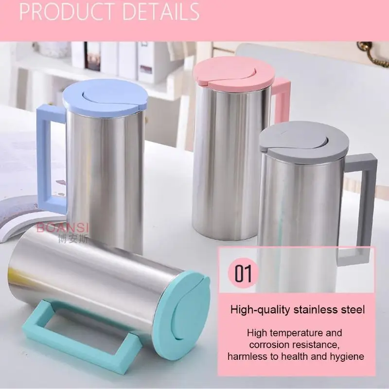 QX2E Large Thermal Coffee Carafe Stainless Steel Premium Pitcher with Handle High Temperature Resistance Safety Healthy Gift