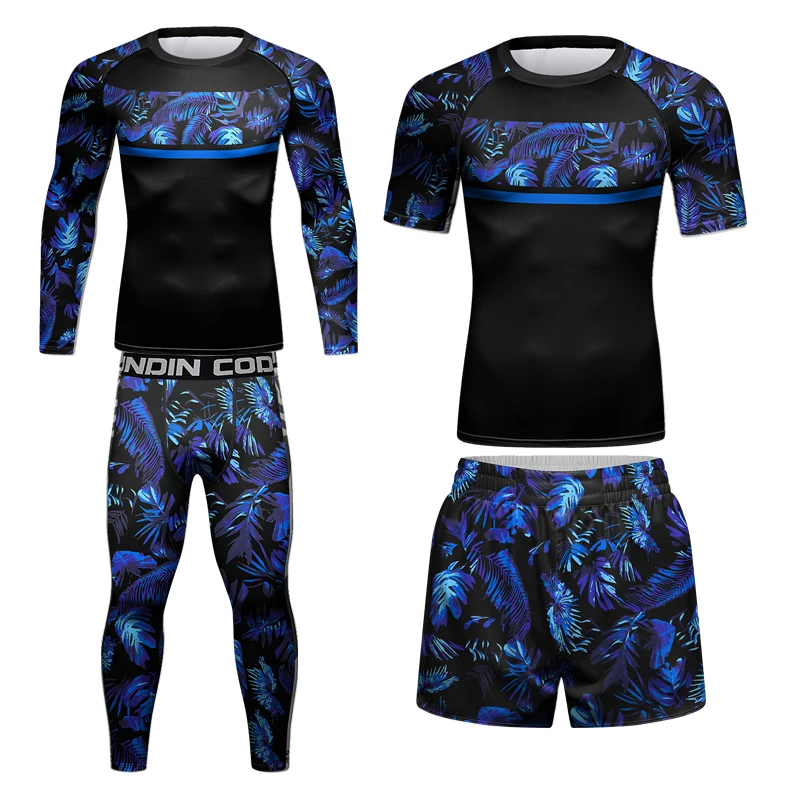 

UPF 50+ Moisture Wicking Short Sleeve 4pcs Rashguard Polyester Compression Soft Running Sports Casual Shirts&shorts Sulf Wear