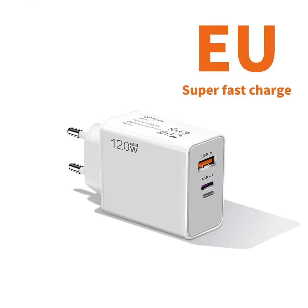 120W Turbo Fast Wall Hypercharge Adapter with 6A USB Type C Cable
