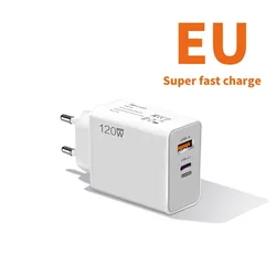 120W Turbo Fast Wall Hypercharge Adapter with 6A USB Type C Cable - EU Charger