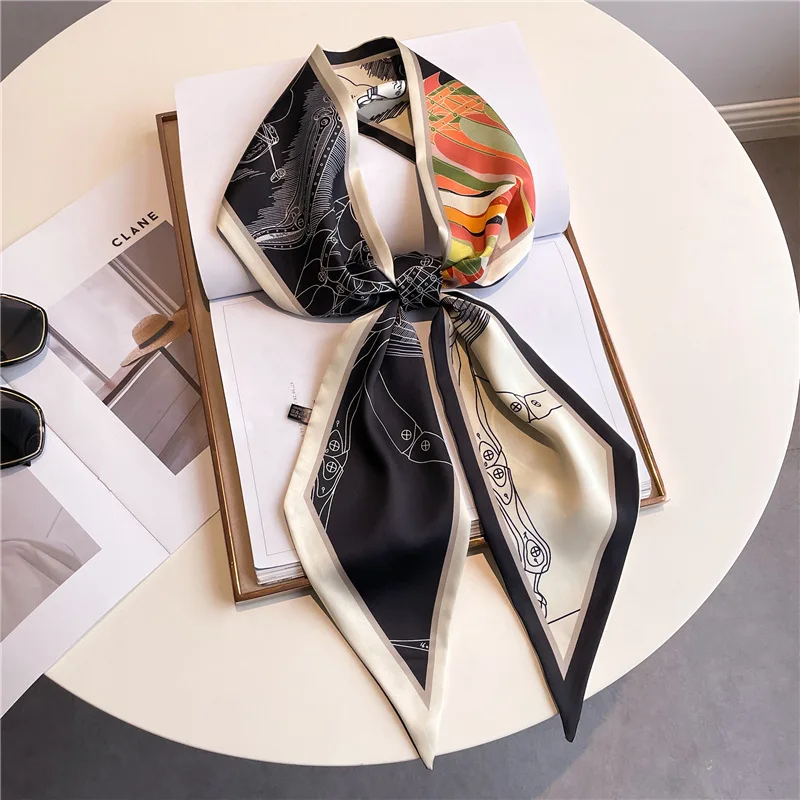 S7400ef99c3604ef686698356f7f40975F Fashion Headbands Silk Neck Scarves For Women Long Hairband Print Bag Scarfs Neckerchief Hair Ribbons Tie Scarf Ladies 14x145cm Mallzona