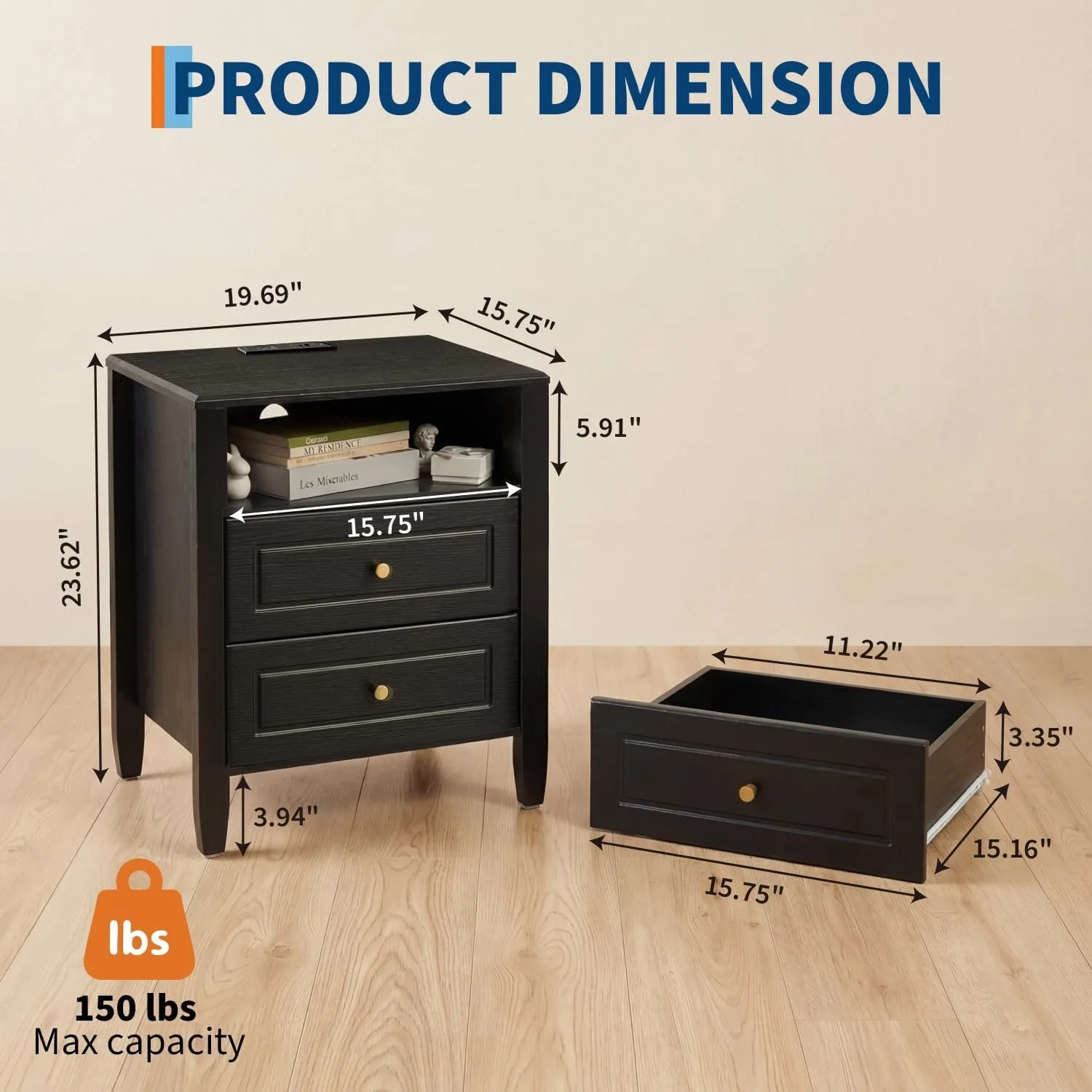 Nightstand with Charging Station 2 Drawers and Open Shelf Modern Bedside Table End Table with USB Type C Port AC Outlet Farmhouse Storage Cabinet for Bedroom Living Room Dorm Black 7 Nightstand with Charging Station 2 Drawers and Open Shelf Modern Bedside Table End Table with USB Type C Port AC Outlet Farmhouse Storage Cabinet for Bedroom Living Room Dorm Black 7