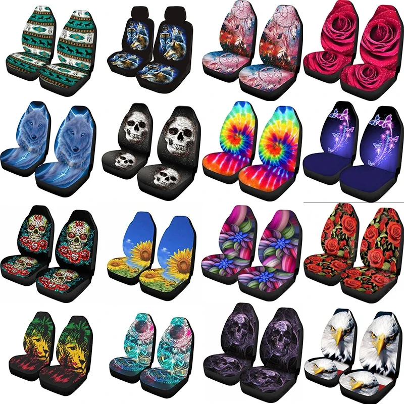 

Два (один предмет) Чехлы для автомобильных сидений Универсальные Передние Защитные аксессуары с принтом на заказ Комплект подушек