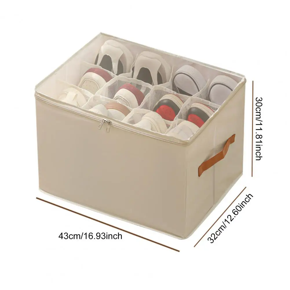 Foldable Shoe Organizer, Fabric Shoe Hanger With Cover, Adjustable Dividers For Shoe Storage Drawer Box Container Cube Box Fits 2