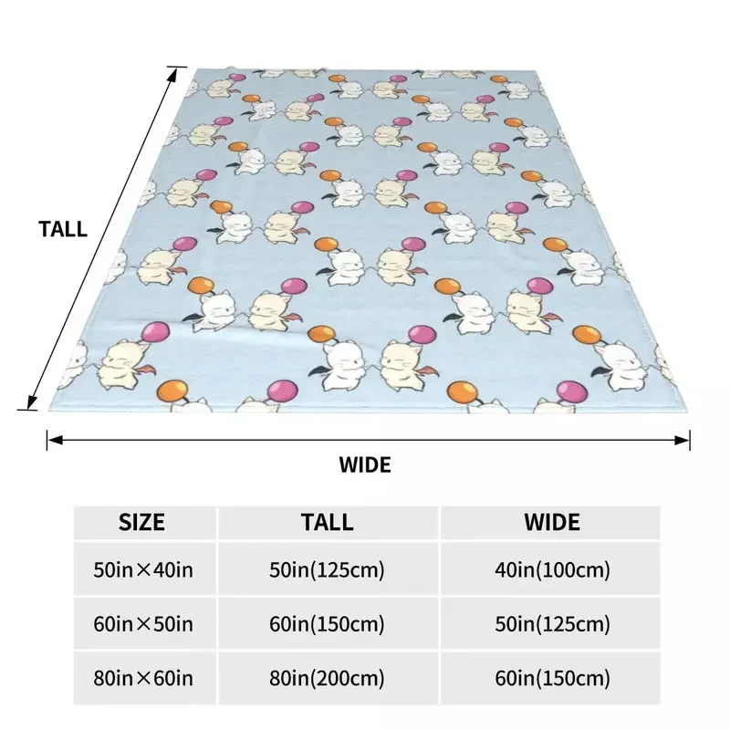Final Fantasy Moogles Flannel Blanket 3D Art Anime cartoon Customized Throw Blanket for Home 125*100cm Plush Thin Quilt 6