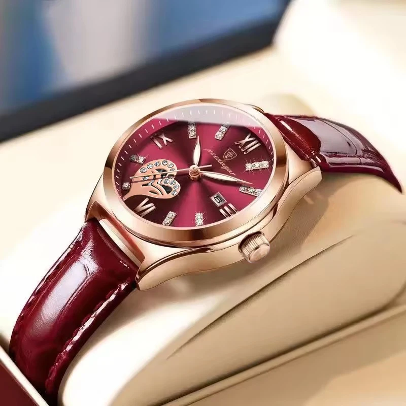 POEDAGAR Luxury Casual Watches For Women Waterproof Calendar Leather Ladies Watch High Quality Fashion Woman's Quartz Wristwatch 2