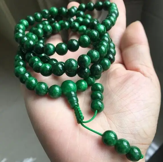 6mm 108 Natural Green jade beads Gemstone Necklace Pray yoga Office Wear Artisan Trendy Bohemian EverydayMeditation Stackable