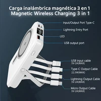 Fast Charging Portable Battery, Power Bank 10000mAh with Stand and 4 Cables Wireless Magnetic Charger for iPhone 14/13/Pro/Mini - Image 2