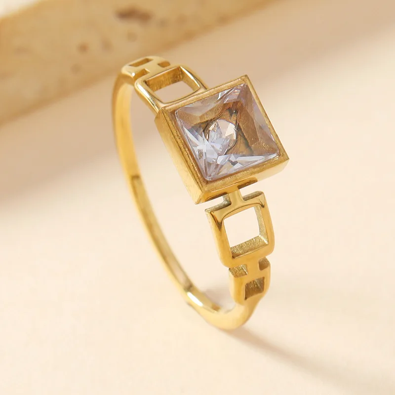 Stainless Steel Stone Ring for Women Simple Style Female Fashion Finger Jewelry Accessories womens ring,jewelry rings,ring jewelry