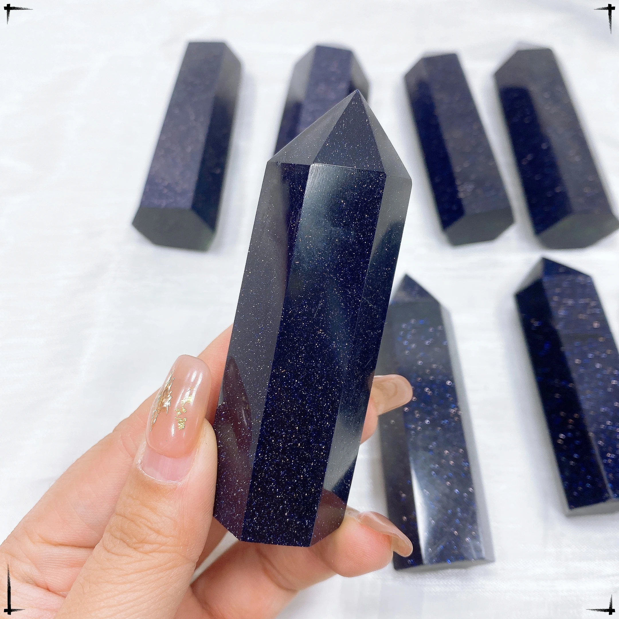 5-9CM Natural Crystal Blue Sandstone Column Energy Stones Polished Tower Crystal Energy Healing Room Ornament Home Decor Gift 2