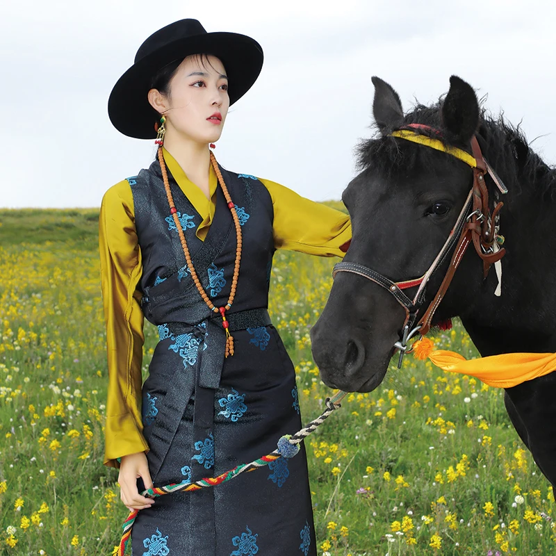 New Tibetan Clothing Two-Piece Shirt Dress Tibet Trip Shoot Performance