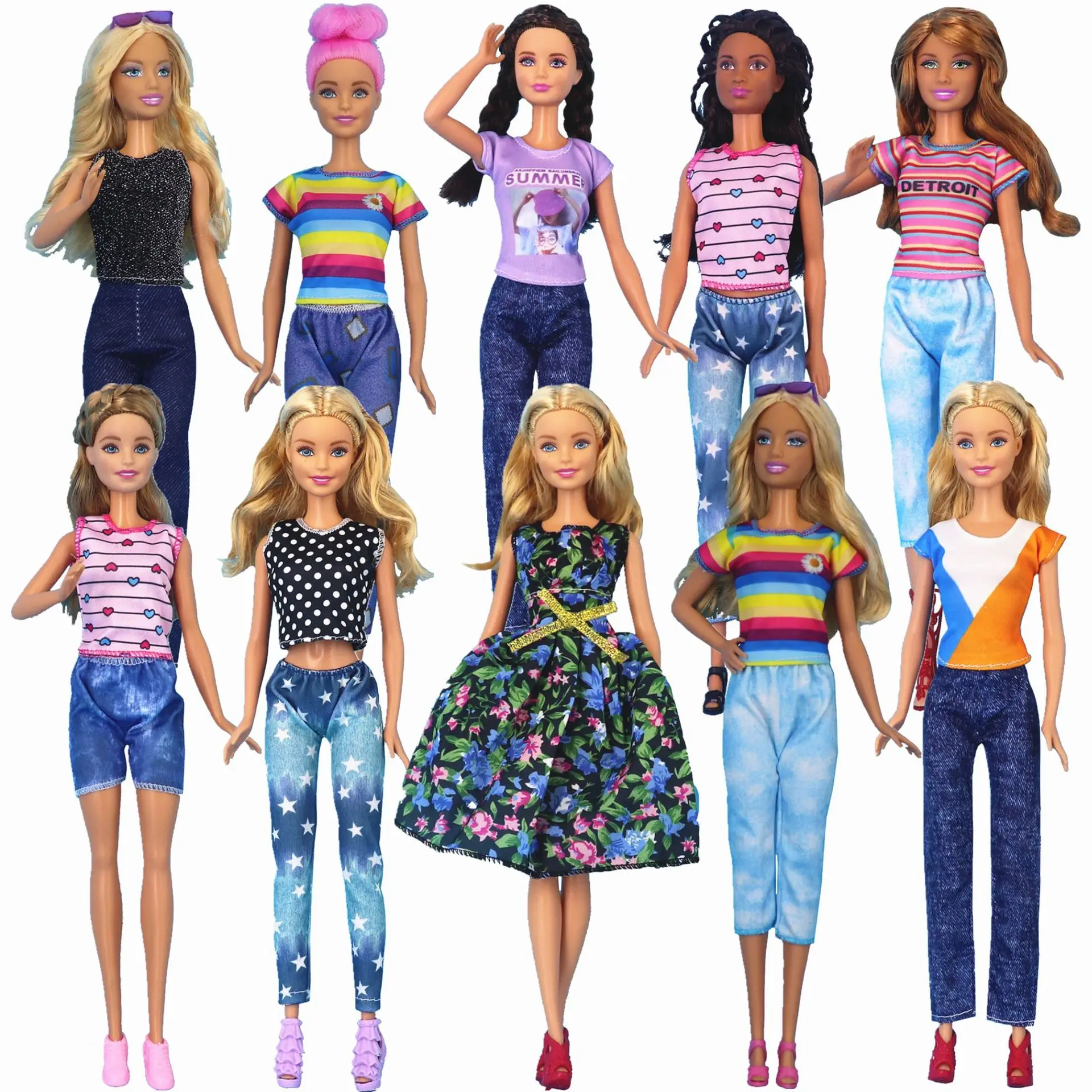 1 Conjunto Roupa Para Barbie Com Camisa De Ponto De Onda, Roupa  Multicolorida Da Moda, Camisa Jeans, Saia De Grade, Acessórios Casuais  Diários, Roupas Para Boneca - Acessórios Para Bonecas - AliExpress