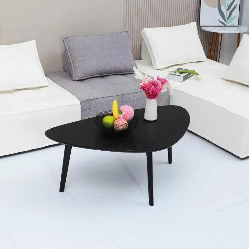 Wood Coffee Table Small Oval Coffee Tables Mid Century Modern Chic for Small Spaces Living Room Rustic Boho Accent 5