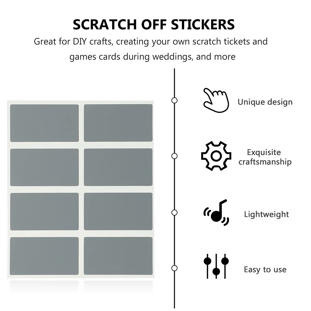 200 Pcs Scratch Card Stickers Lottery Ticket Scratcher Tool DIY Labels Off Blank Rectangular Blanks Cards Paper Peel