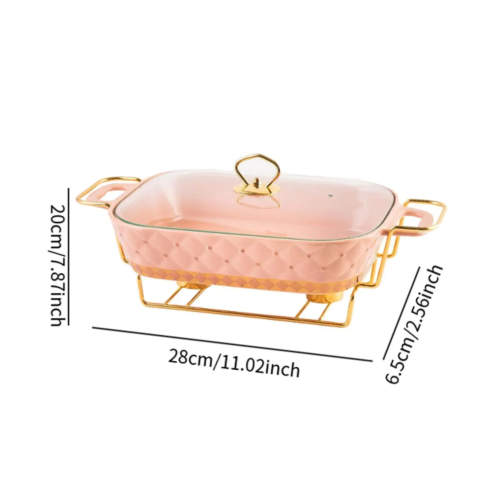 Chafing Dish Clear Lid with Stand Food Plate Buffet Server Ceramic Food Warmer Casserole Tray for Holidays Entertaining Parties