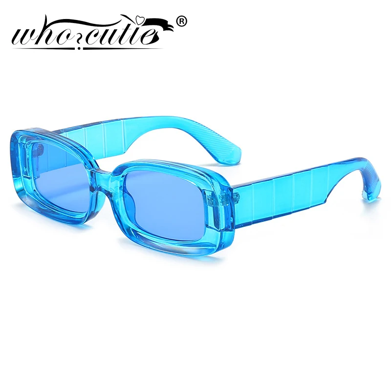 WHO CUTIE Trendy Blue Rectangle Sunglasses Women Brand Rivets Decor Shades  Eyewear Rectangle Frame Men Sun Glasses UV400 Oculos - AliExpress
