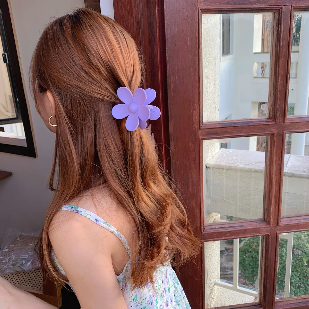 4Pcs Large Flower Claw Clips for Women Sweet Girls Solid Hair Claws Girls Matte Ponytail Hairpin Barrette Hair Accessories