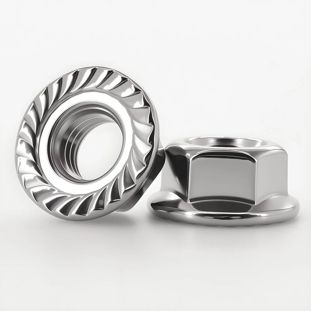 DIN6923 Hexagon Flange Nut M3 M4 M5 M6 M8 M10 M12 M14 M16 M20 Serrated Spinlock 304 Stainless Steel Lock Nut
