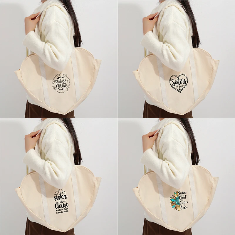 

Christ sisters Colorful Printing Fashion Canvas Women's Handbag Large Capacity One Shoulder Casual Beach Bag One Shoulder Bag