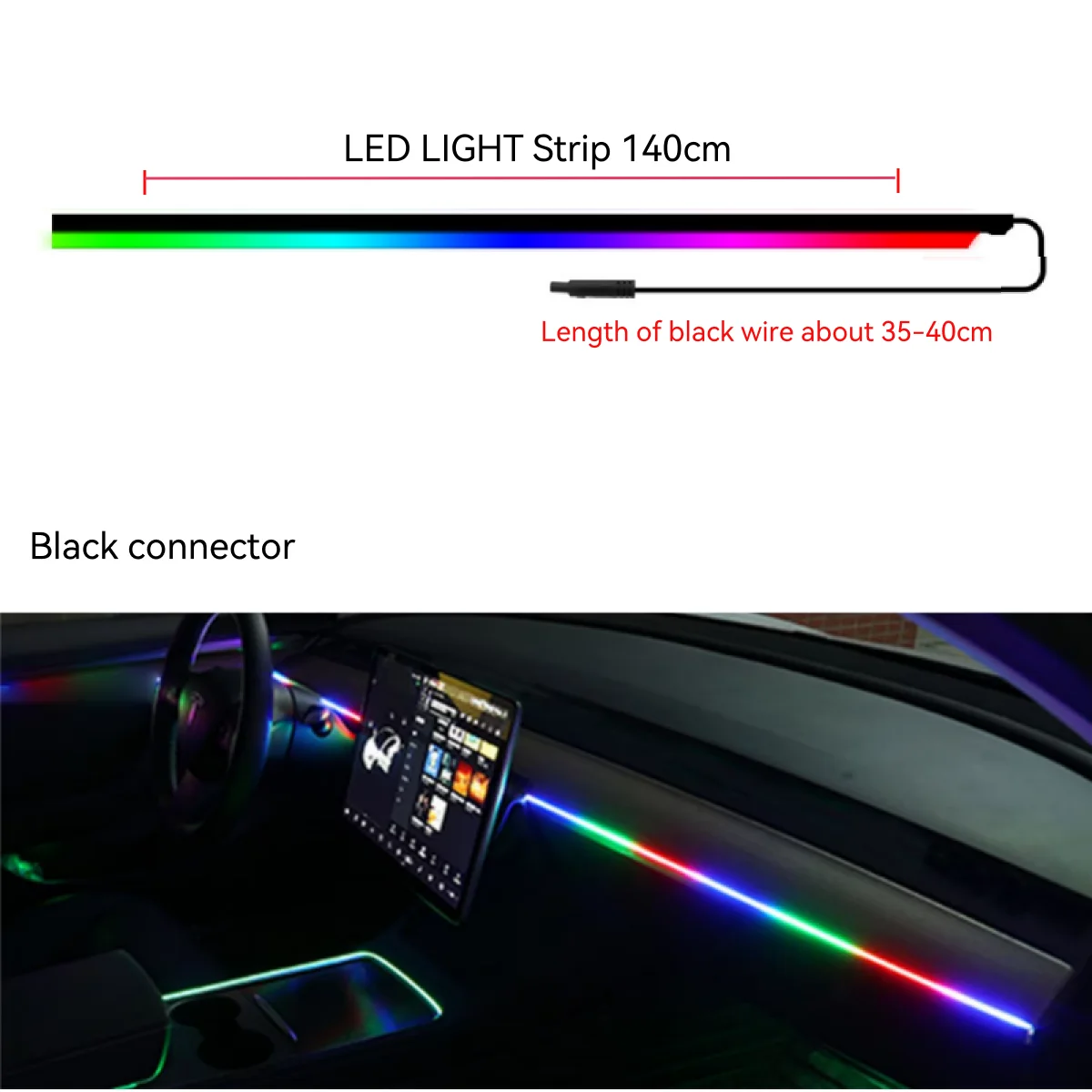 ตัวเลือกสินค้า ไฟ LED ตกแต่งรถยนต์ ควบคุมผ่านแอพพลิเคชั่นและรีโมท USB