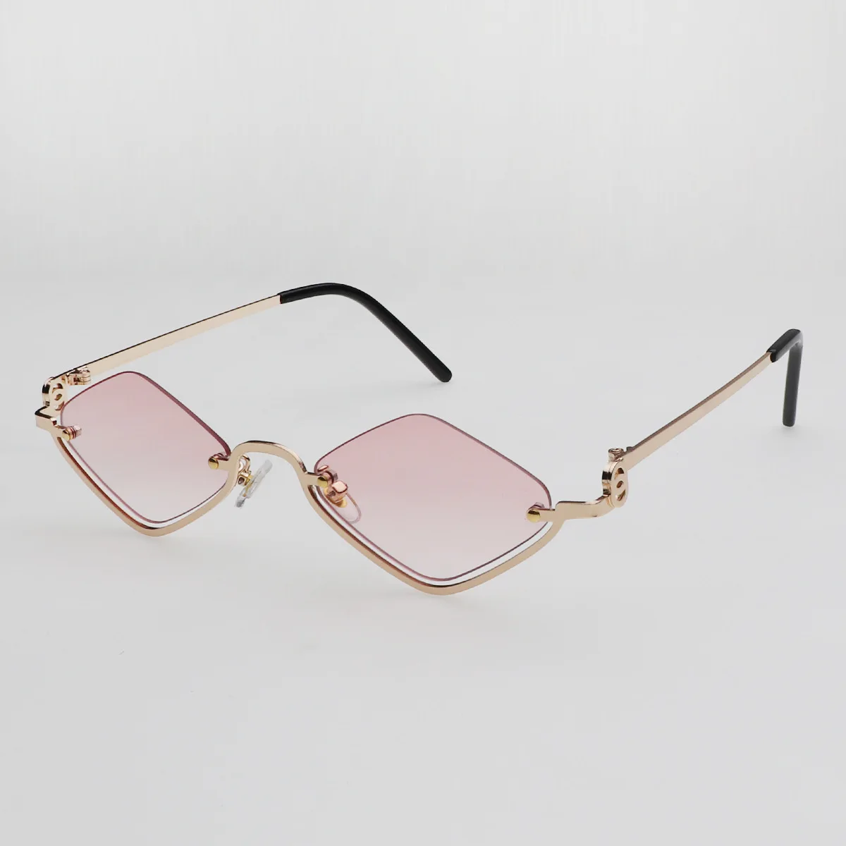 Mode Vintage kleine polygonale Sonnenbrille Frauen neue Marke Metall Halb rahmen elegante Sonnenbrille Damen y2k sexy Cat Eye Shades – Detail 19