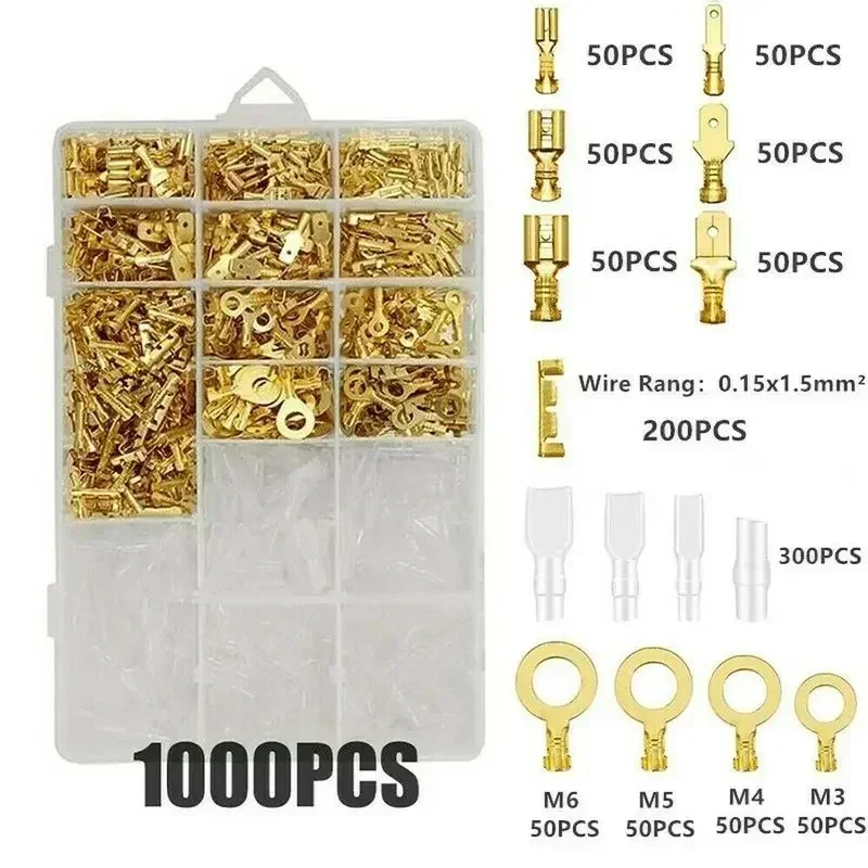 Wire Connectors Male Female Wire Box Insulated Cable Macho 2.8 6.3mm Electrical Crimp Terminals Termin Spade Connectors Assorted Kit