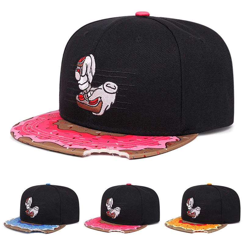 2026 New Fashionable Hip Hop Hat Doughnut Game Controller Embroidered Baseball Hat Outdoor Sunshade Skateboard Hat Flat Edge Hat