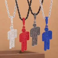 Collier de luxe avec pendentif en strass pour hommes et femmes, tendance, Hip Hop, unisexe, vente en gros, chaîne de verrouillage en pierres précieuses 1