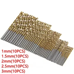 Titanium Coated High - Speed Steel Drill Bit Set - 50 Pieces, Precision Tool Kit (Titanium Coated)