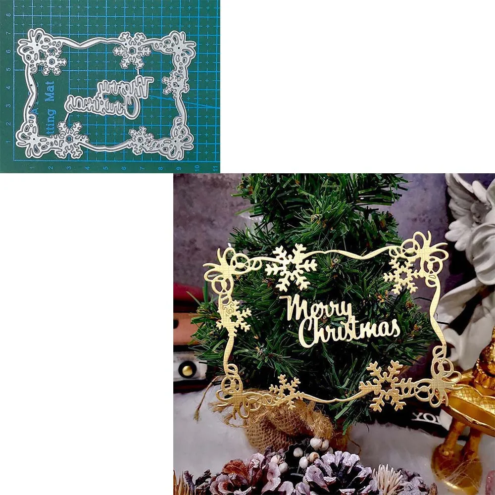 

Merry Christmas Frame Metal Cutting Dies Stencils For DIY Scrapbooking Decorative Embossing Handcraft Die Cutting Template
