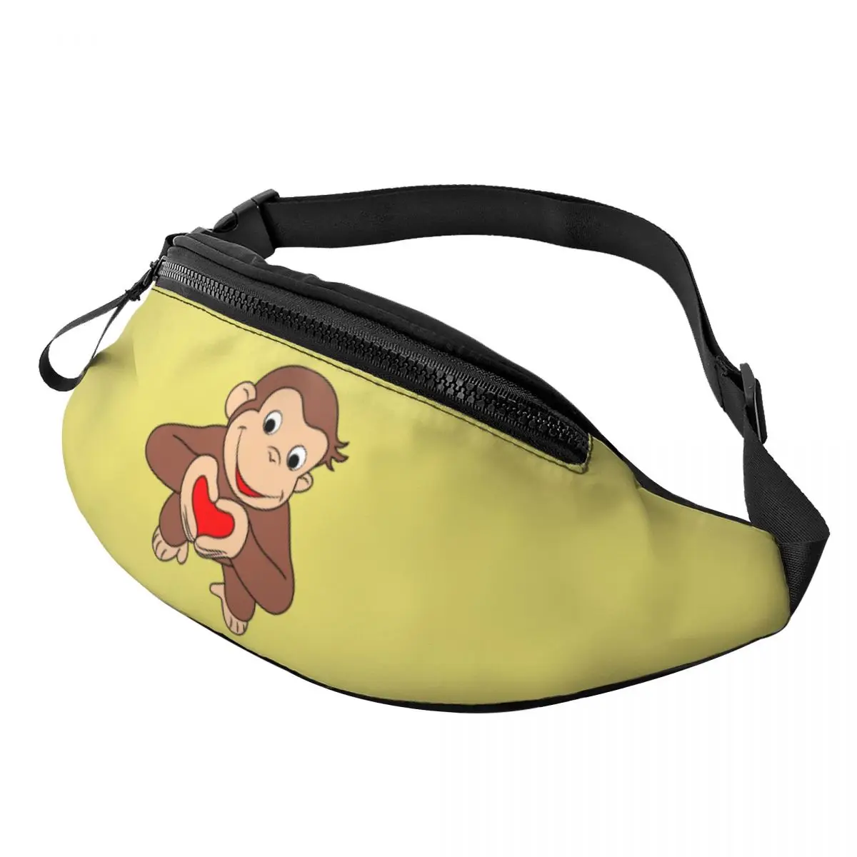 

Cool Curious George Cartoon Is All Heart Fanny Pack for Running Men Women Crossbody Waist Bag Phone Money Pouch