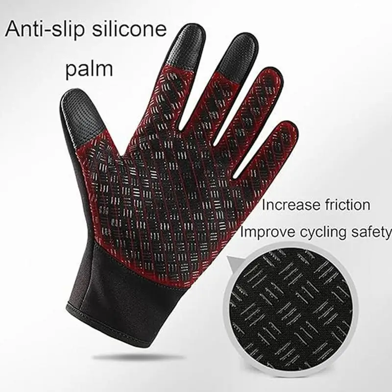 Outdoor Cycling Gloves, Bicycles For Warmth And Anti Slip In Autumn And Winter Touchscreen Snow Gloves For Driving Hiking 2