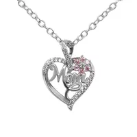 Gold-Plated Mom Heart Necklace with Cubic Zirconia - Dainty Valentine's Day Gift for Women Fashion Jewelry 5