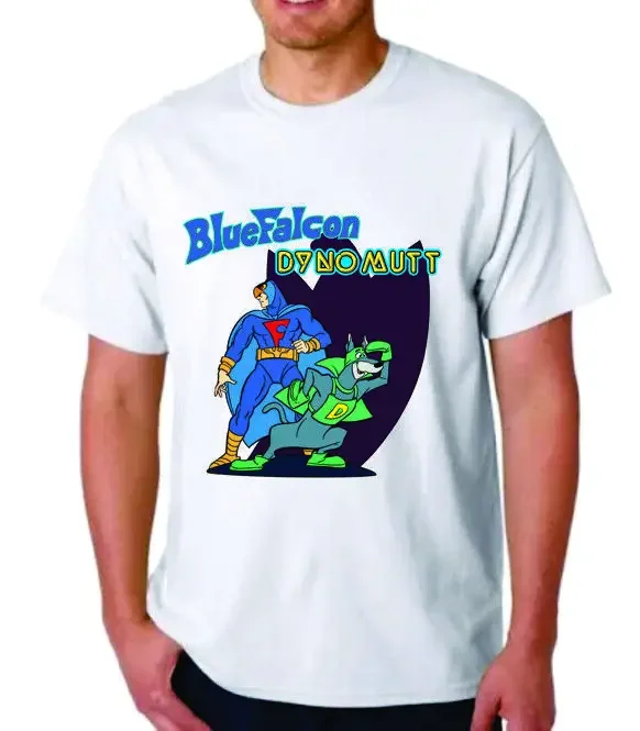 T-Shirt Blue Falcon & Dynomutt Cartoon Hanna Barbera Design Esclusivo