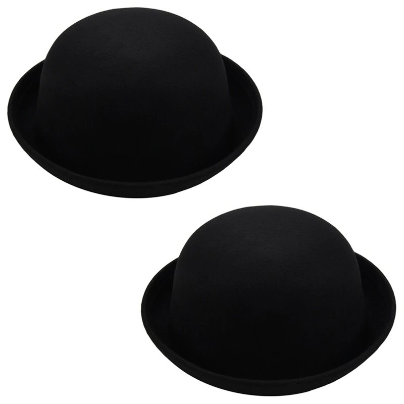 

New 2Piece Melon Bowler Hat Hat Bowler Hat Bowler Hat Felt Hat Chaplin Hat Riding Hat (Black)