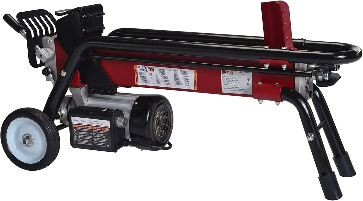7 Ton Lightweight Portable High Powered Hydraulic Electric Firewood Log Splitter with Rubber Wheels for Home, Garage, or Cabin