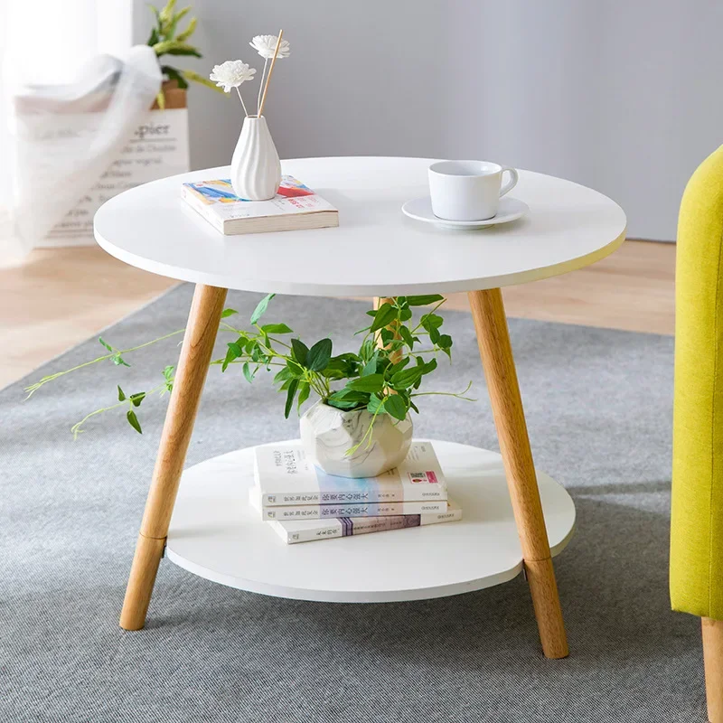 Contemporary round coffee table-New listing wood coffee table, modern living room sofa side desk, smooth minimalist design