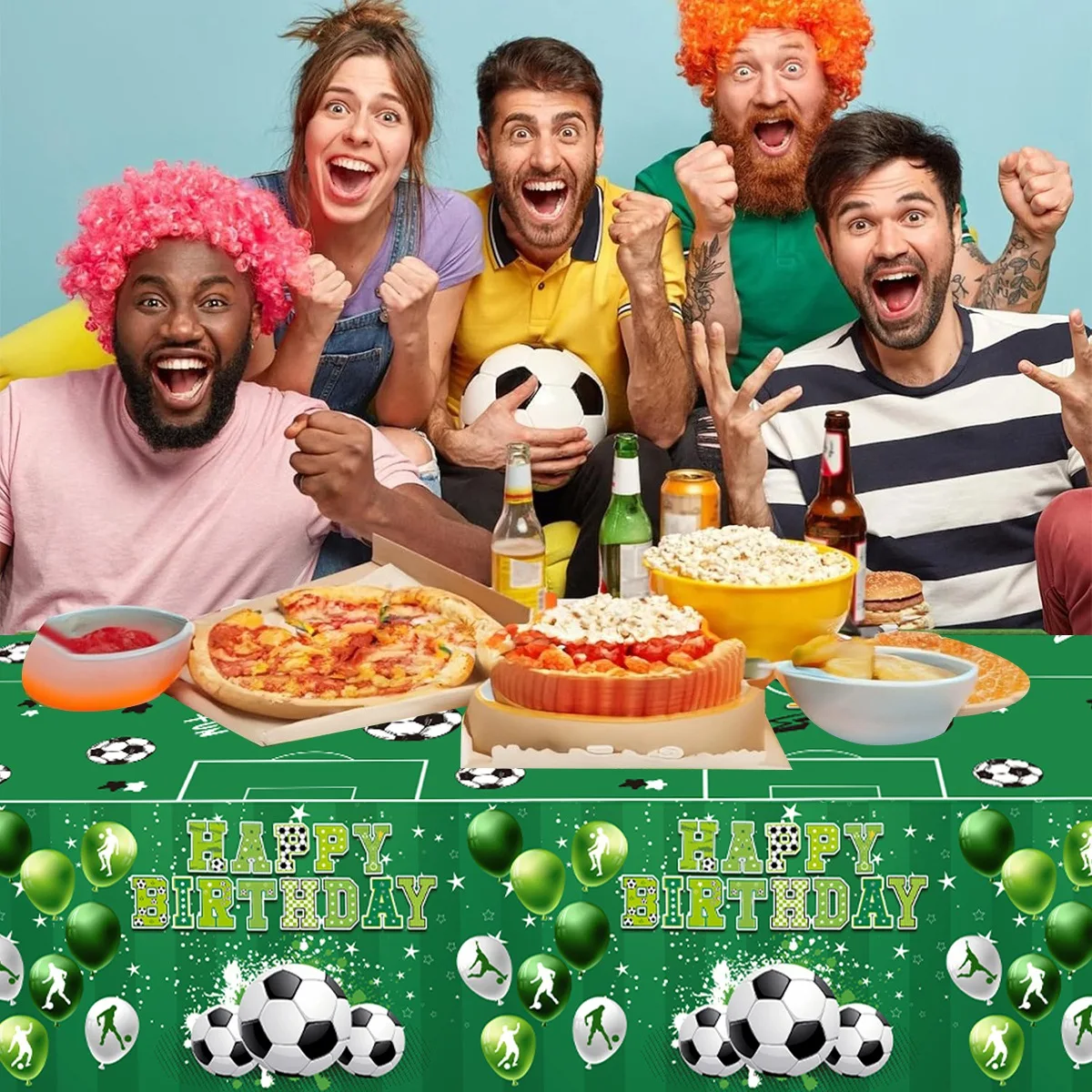 Soccer Tablecloth Sport Birthday Table Cover Football Birthday Decorations Plastic Sport Theme Party Decor Party Supplies 6