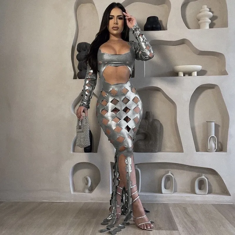 

Женское пляжное платье с открытой спиной, облегающее ажурное платье с металлическим блеском, одежда для отпуска на зиму, 2023