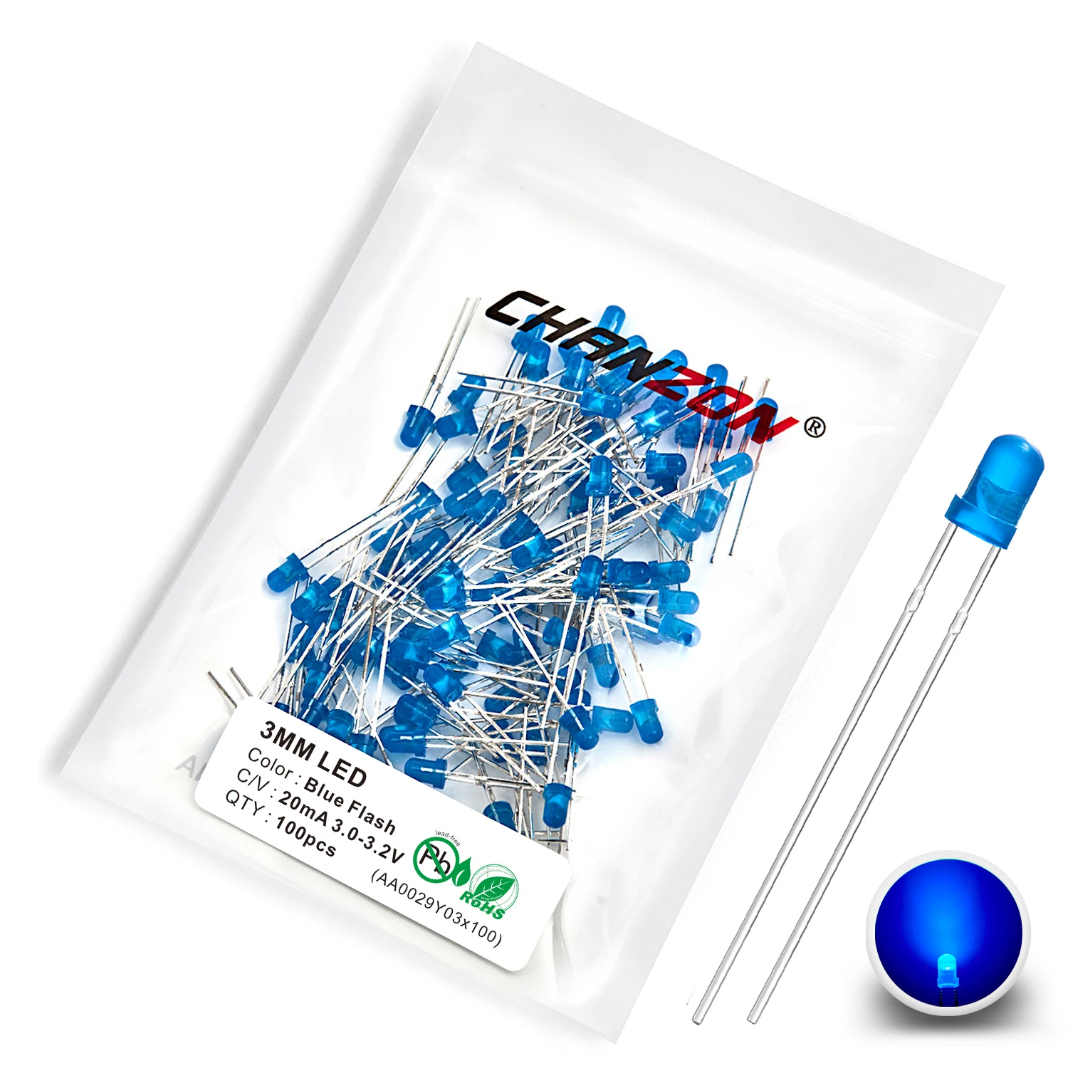 Lot De 24 LED 3mm Clignotantes Lentes - 9-12V, Couleurs Variées, Neuf